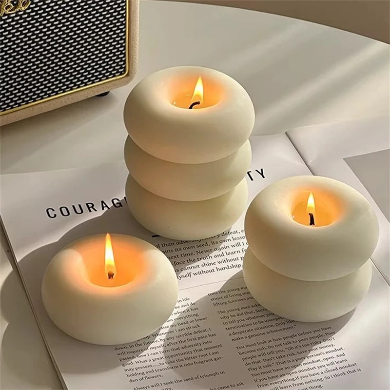 Handmade Donut Candle, Holiday Decor, Creative Handicraft Gift, Aromatherapy Candle Ornament, Birthday Present